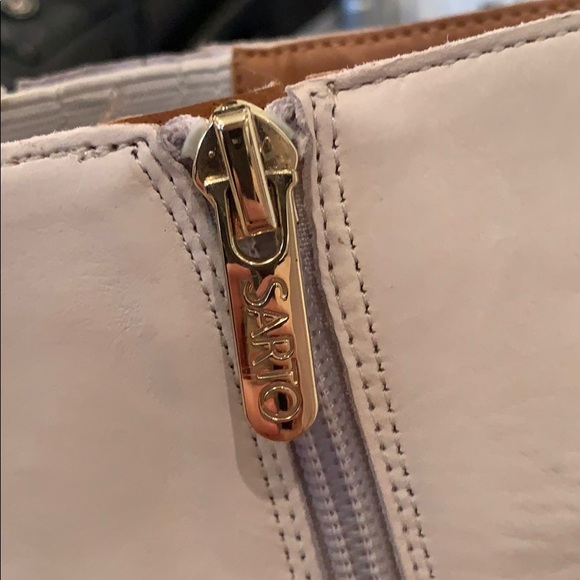 Franco Sarto White Leather Zip Up Booties - Picture 8 of 9